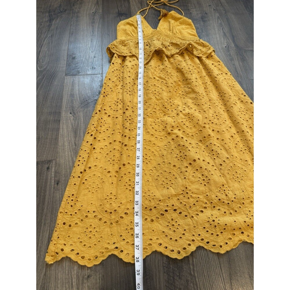 Moon River Mustard Yellow Eyelet Midi Dress - Picture 7 of 7